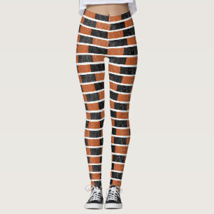 Black & Orange Halloween Watercolor Stripe Leggings
