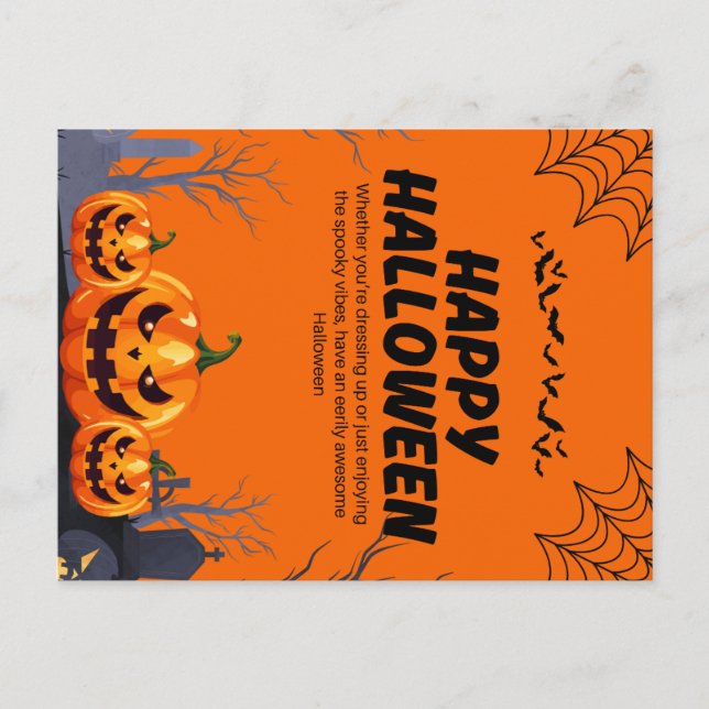 Black & Orange Happy Halloween Poster Postcard (Front)