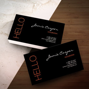Black & Orange Hello Business Card