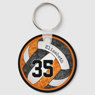black orange her volleyball team colours custom key ring