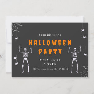 Black Orange Illustrated Halloween Invitation
