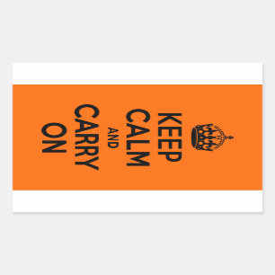 Black Orange Keep Calm and Carry On Rectangular Sticker