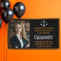 Black Orange Law School Photo Graduation Party