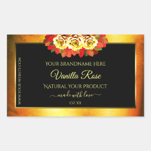 Black Orange Marble Product Labels Blooming Roses
