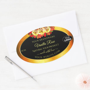 Black Orange Marble Product Labels Roses with Logo