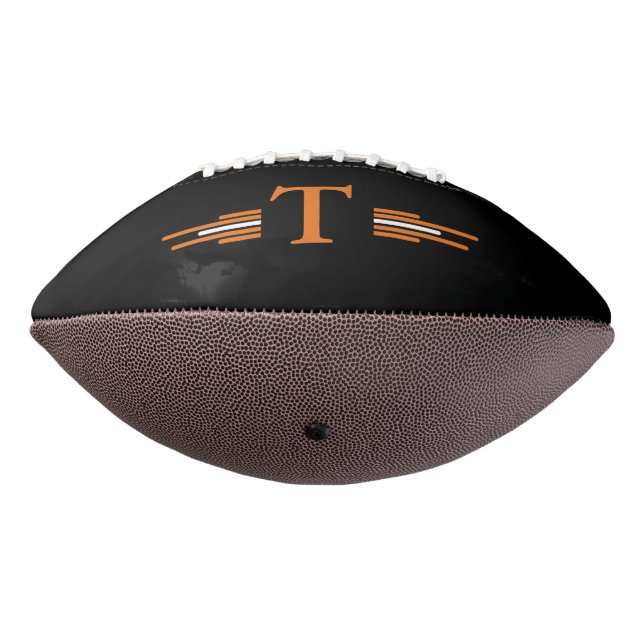 Black Orange Monogram  2 Panel Design American Football (Rotated 270)