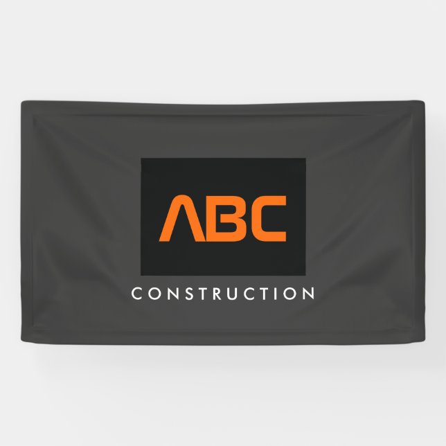 Black/Orange Monogram Logo Construction  Banner (Horizontal)