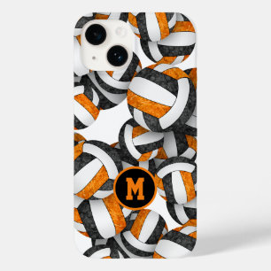 Black orange monogrammed girls volleyball Case-Mate iPhone 14 case