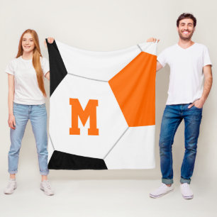 black orange or your custom team colours soccer fleece blanket