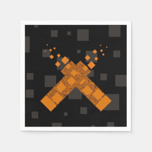 Black orange Pagan cult cross dark art torch fire  Napkin