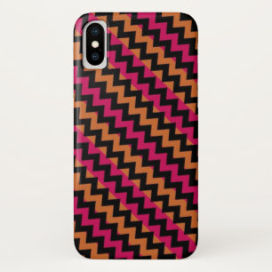 Black Orange Pink Chevron Pattern iPhone X Case