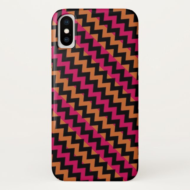 Black Orange Pink Chevron Pattern Case-Mate iPhone Case (Back)