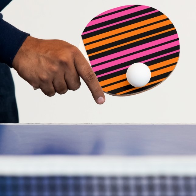 Black Orange Pink Vertical Stripes Design   Ping Pong Paddle (Insitu)