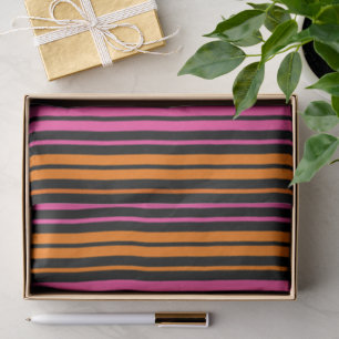 Black Orange Pink Vertical Stripes Design   Tissue Paper