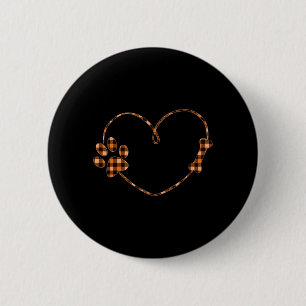Black Orange Plaid Dog Paw Heart Bone Halloween 6 Cm Round Badge