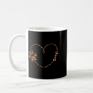 Black Orange Plaid Dog Paw Heart Bone Halloween Coffee Mug