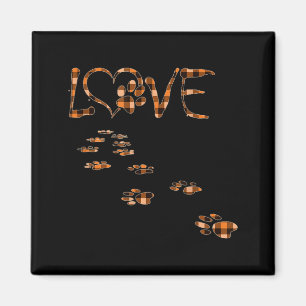 Black Orange Plaid Dog Paw Love Tracks Halloween Magnet