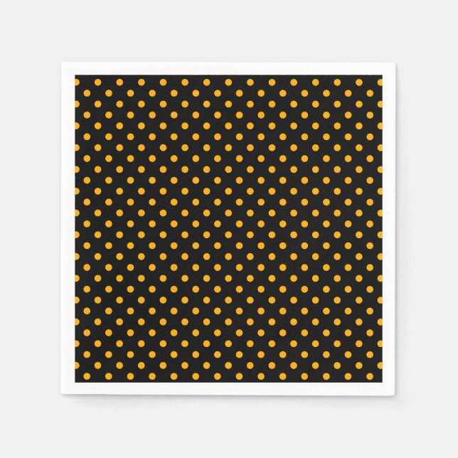 Black Orange Polka Dot Pattern Halloween Napkin (Front)