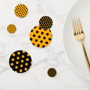 Black Orange Polka Dot Pattern Halloween Party  Confetti