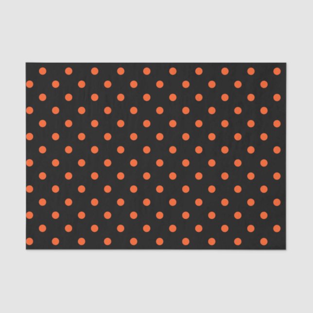 Black & Orange Polka Dots Tissue Paper (Front)