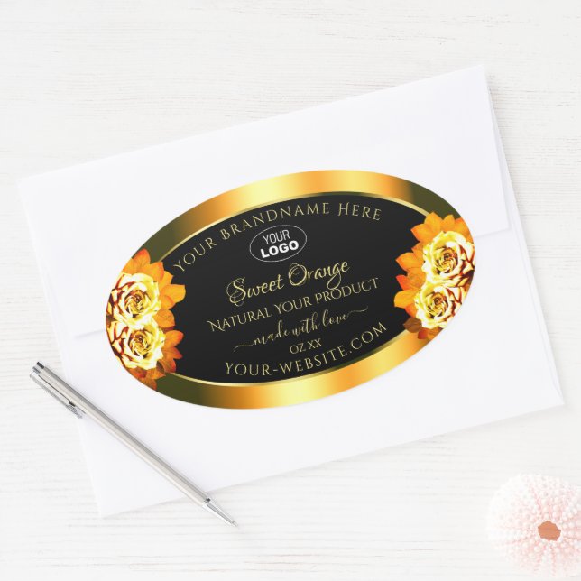 Black Orange Product Labels Blooming Roses Logo (Envelope)