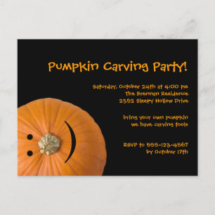 Black orange pumpkin Halloween party invitation