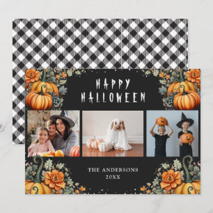 Black Orange Pumpkins Photo Happy Halloween Cards