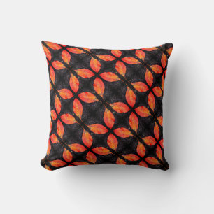 Black orange red fall leaves solid back cushion