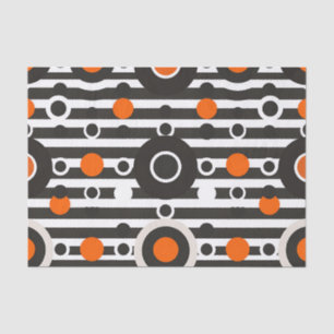 Black Orange Retro Circle Stripe Tissue Paper
