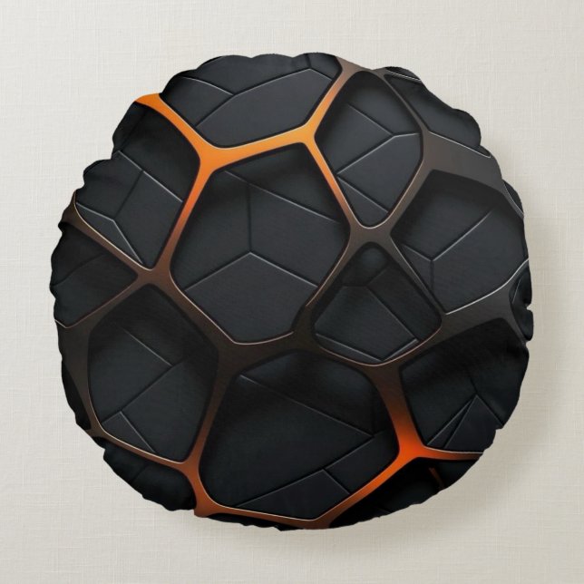 Black Orange Round Cushion (Front)