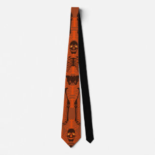 Black & Orange Skeletons Halloween Tie
