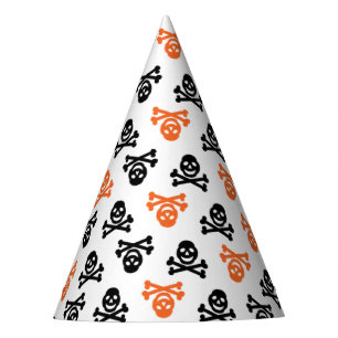 Black Orange Skull Halloween Party Hat