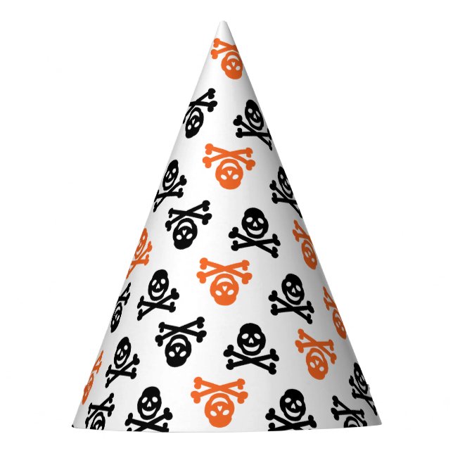 Black Orange Skull Halloween Party Hat (Front)
