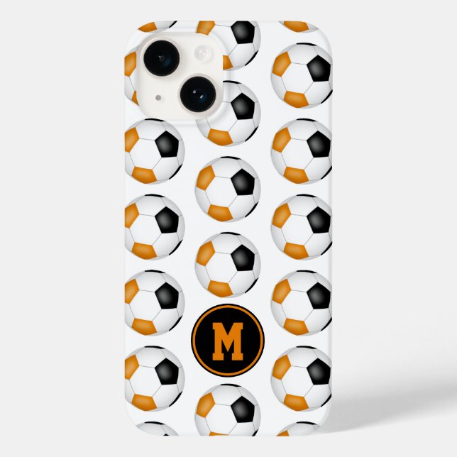 black orange soccer balls pattern monogrammed Case-Mate iPhone case (Back)