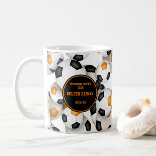 black orange soccer balls team colours coach gifts coffee mug