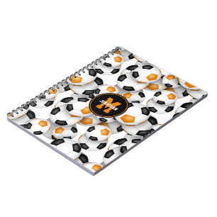 black orange soccer team colours sports pattern notebook