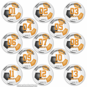 black orange soccer team party favours set of 13