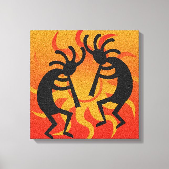 Black Orange Southwestern  Kokopelli Wall Art (Front)