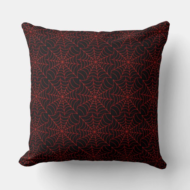 Black & Orange Spider Web Pattern Throw Pillow (Front)