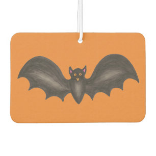 Black Orange Spooky Flying Bat Happy Halloween Car Air Freshener