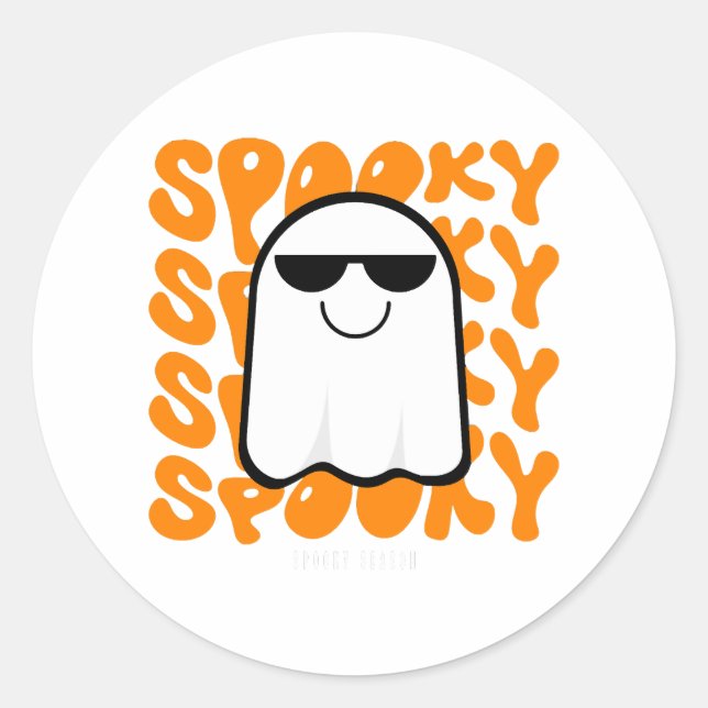 Black Orange Spooky Halloween Classic Round Sticker (Front)