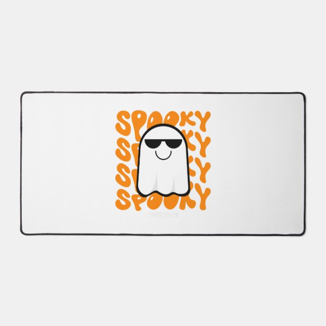 Black Orange Spooky Halloween Desk Mat (Front)