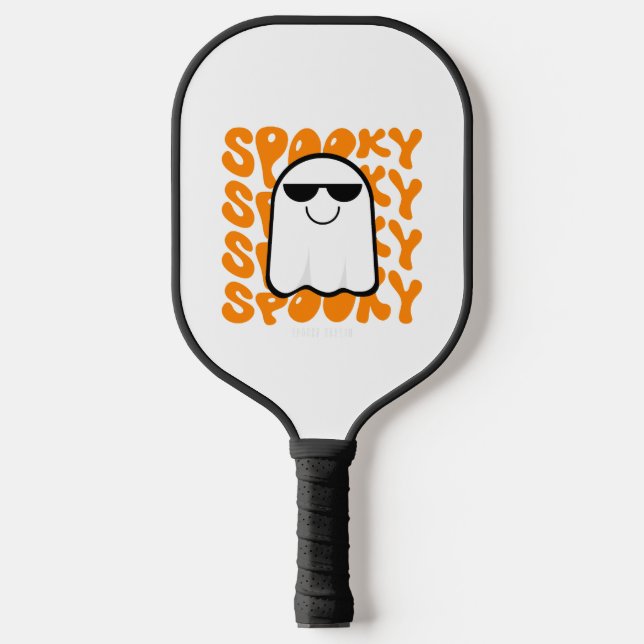 Black Orange Spooky Halloween Pickleball Paddle (Front)