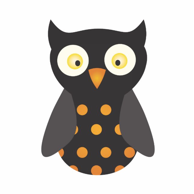 Black / Orange Spotted Owl Standing Photo Sculpture (Front)