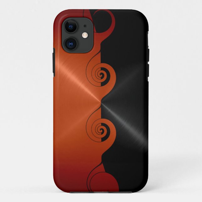 Black Orange Stainless Metallic Swirl Pattern 4 Case-Mate iPhone Case (Back)