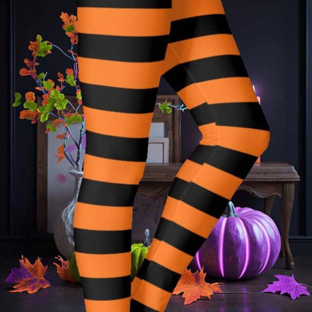 Black & Orange Striped Leggings (Creator Uploaded)