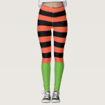 Black & Orange Stripes Green Bottom Fun Halloween Leggings<br><div class="desc">Black & Orange Stripes Green Bottom Fun Halloween Leggings</div>