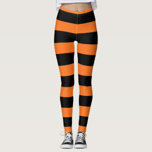 Black & Orange Stripes Halloween Costume Leggings