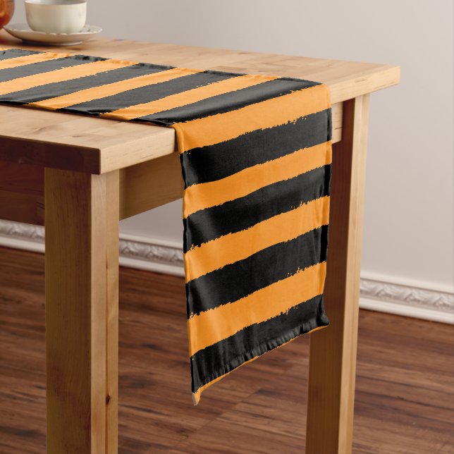 Black & Orange Stripes Short Table Runner (In Situ)