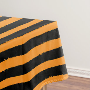Black & Orange Stripes Tablecloth
